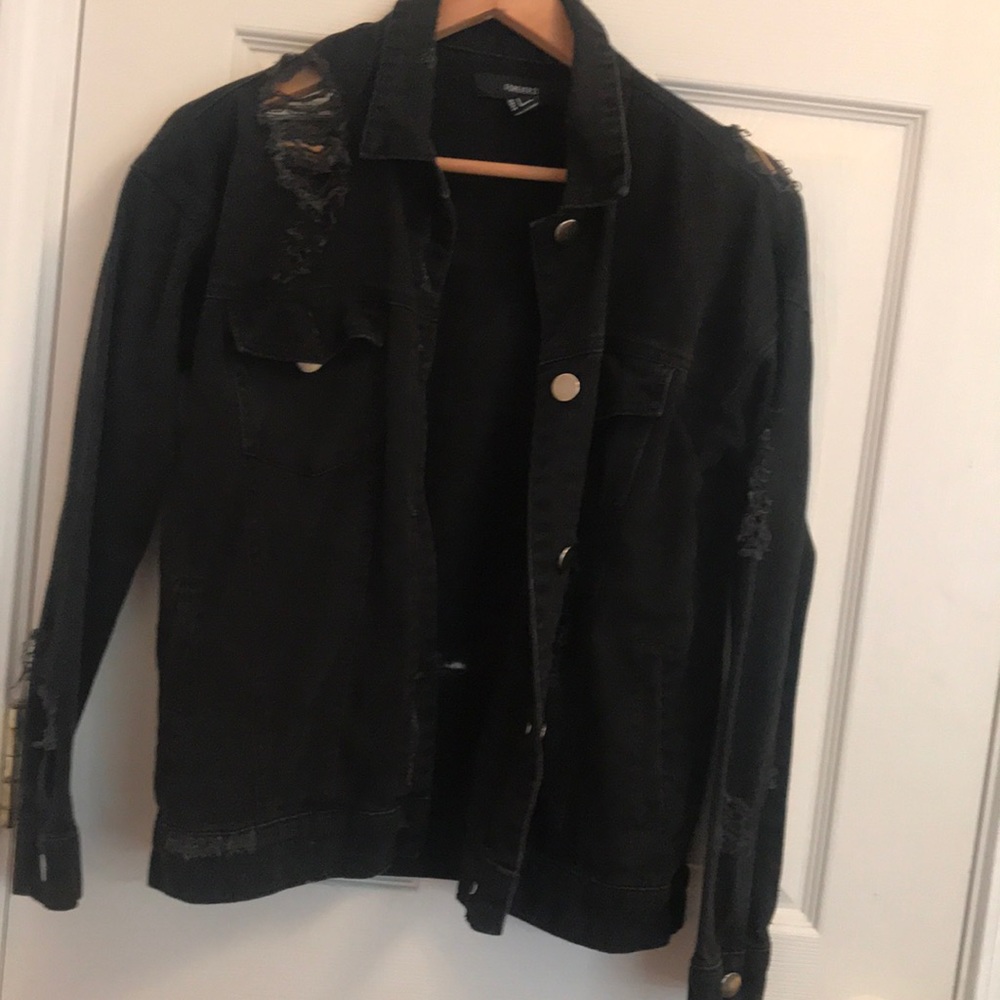 Distressed jean jacket